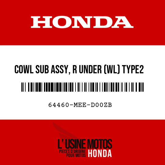 image de 64460-MEE-D00ZB COWL SUB ASSY, R UNDER (WL) TYPE2 