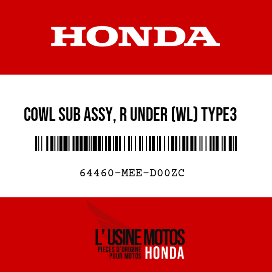 image de 64460-MEE-D00ZC COWL SUB ASSY, R UNDER (WL) TYPE3 (TYPE3 )