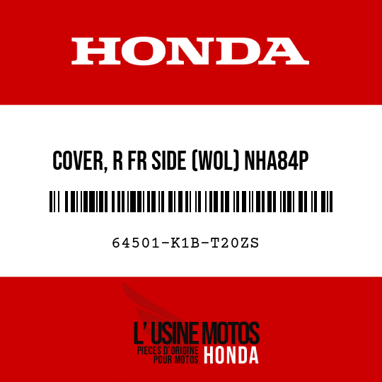 image de 64501-K1B-T20ZS COVER, R FR SIDE (WOL) NHA84P (NHA84P PEARL NIGHTSTAR BLACK)