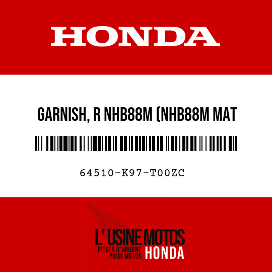 image de 64510-K97-T00ZC GARNISH, R NHB88M (NHB88M MAT RUTHENIUM SILVER METALLIC)