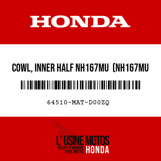 image de 64510-MAT-D00ZQ COWL, INNER HALF NH167MU  (NH167MU IRON NAIL SILVER METALLIC-U)