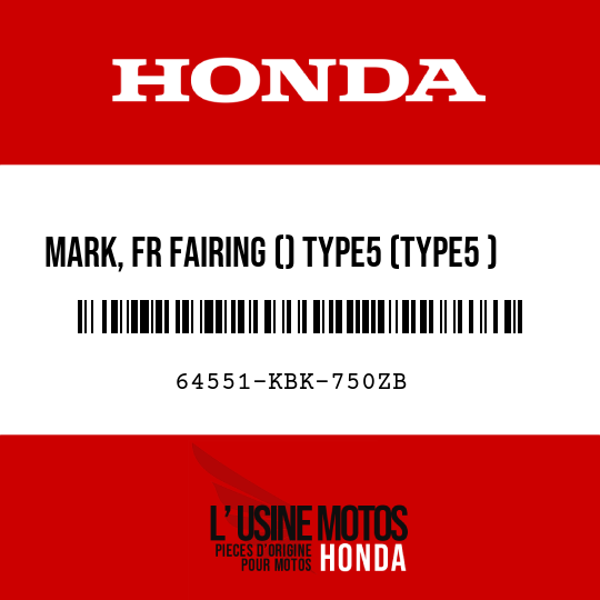 image de 64551-KBK-750ZB MARK, FR FAIRING () TYPE5 (TYPE5 )