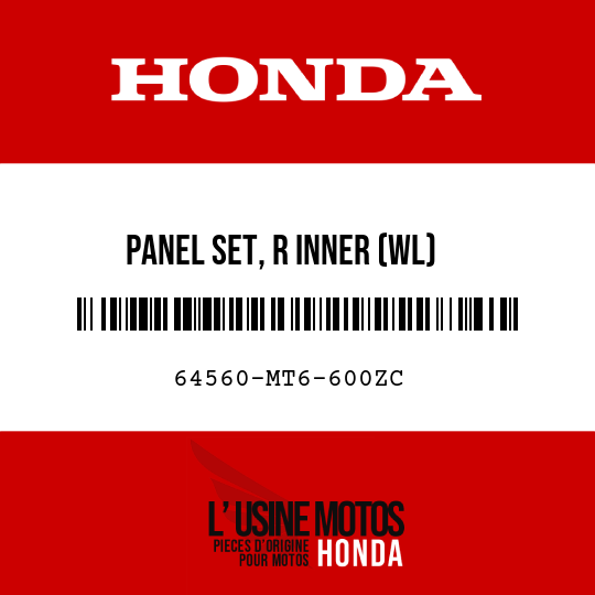 image de 64560-MT6-600ZC PANEL SET, R INNER (WL) NH193P/TYPE3  (NH193P/TYPE3 PEARL CRYSTAL WHITE/TYPE3)