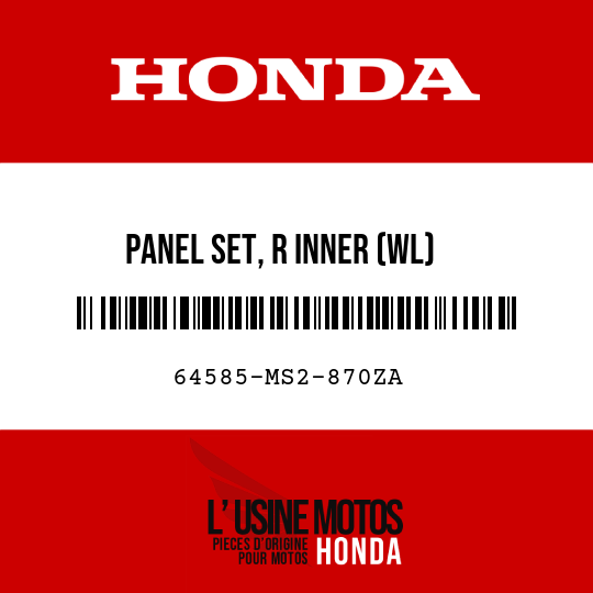 image de 64585-MS2-870ZA PANEL SET, R INNER (WL) NH193P/TYPE1  (NH193P/TYPE1 PEARL CRYSTAL WHITE/TYPE1)