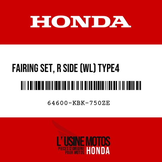 image de 64600-KBK-750ZE FAIRING SET, R SIDE (WL) TYPE4     1  (TYPE4     1 )