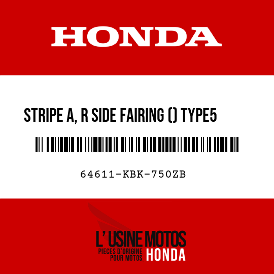 image de 64611-KBK-750ZB STRIPE A, R SIDE FAIRING () TYPE5 (TYPE5 )