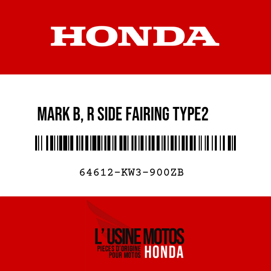 image de 64612-KW3-900ZB MARK B, R SIDE FAIRING TYPE2  (TYPE2 )