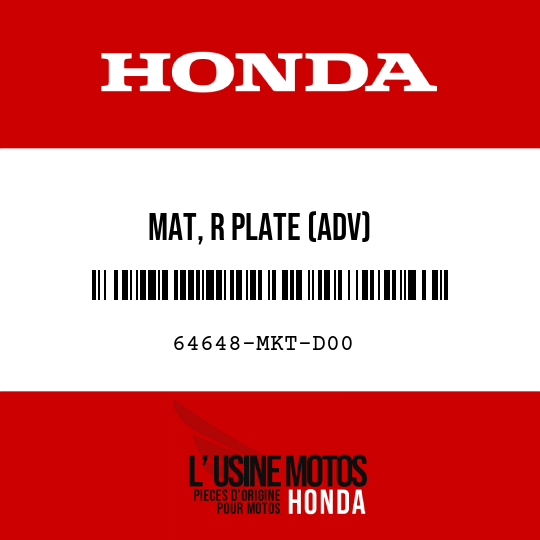 image de 64648-MKT-D00 MAT, R PLATE (ADV)