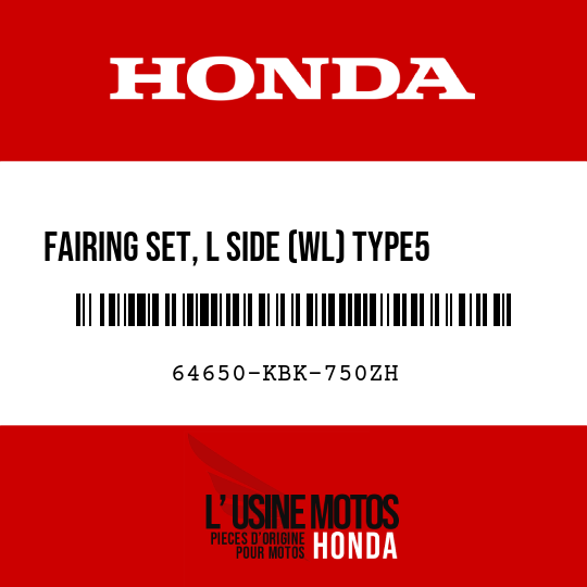 image de 64650-KBK-750ZH FAIRING SET, L SIDE (WL) TYPE5     2  (TYPE5     2 )