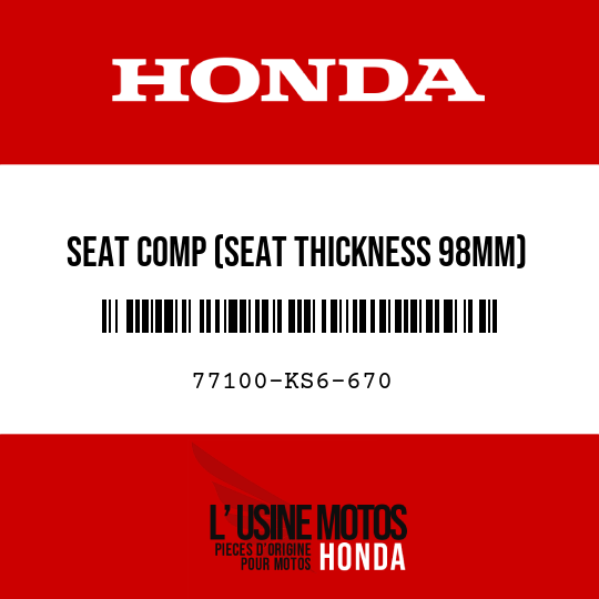 image de 77100-KS6-670 SEAT COMP (SEAT THICKNESS 98MM)