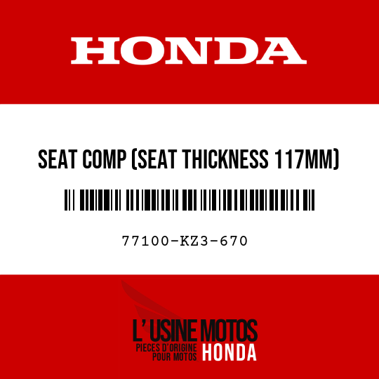image de 77100-KZ3-670 SEAT COMP (SEAT THICKNESS 117MM)