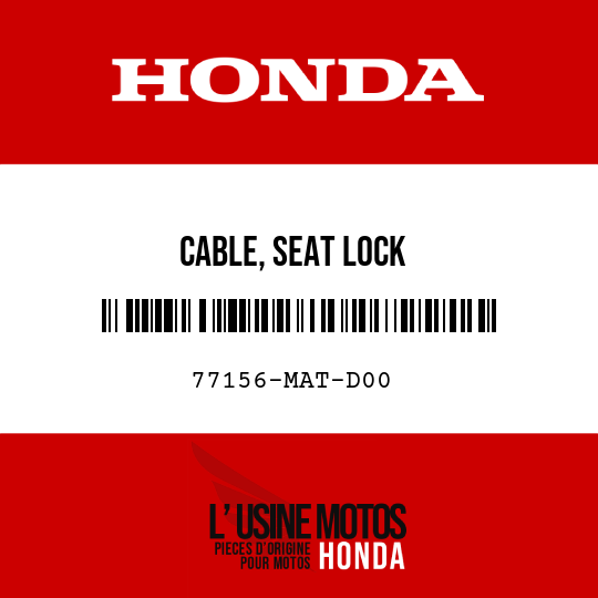 image de 77156-MAT-D00 CABLE, SEAT LOCK