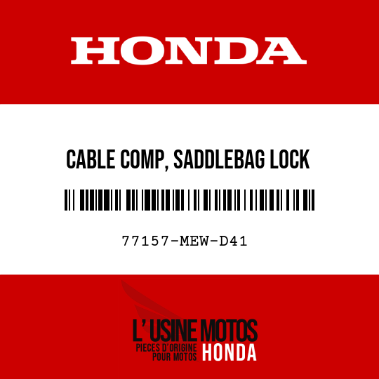 image de 77157-MEW-D41 CABLE COMP, SADDLEBAG LOCK