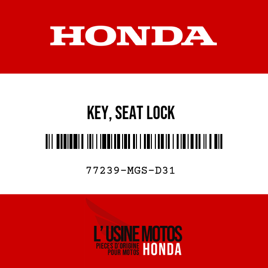 image de 77239-MGS-D31 KEY, SEAT LOCK