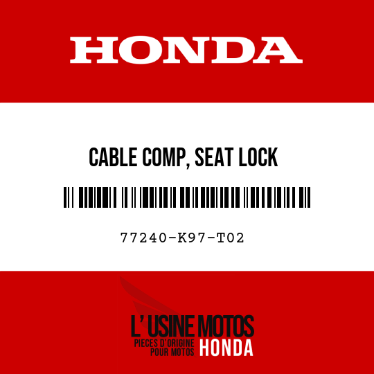 image de 77240-K97-T02 CABLE COMP, SEAT LOCK