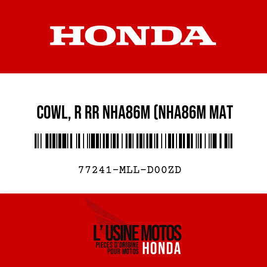 image de 77241-MLL-D00ZD COWL, R RR NHA86M (NHA86M MAT BALLISTIC BLACK METALLIC)