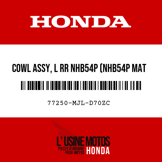 image de 77250-MJL-D70ZC COWL ASSY, L RR NHB54P (NHB54P MAT PEARL GLARE WHITE)