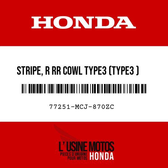 image de 77251-MCJ-870ZC STRIPE, R RR COWL TYPE3 (TYPE3 )