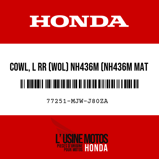 image de 77251-MJW-J80ZA COWL, L RR (WOL) NH436M (NH436M MAT GUNPOWDER BLACK METALLIC)