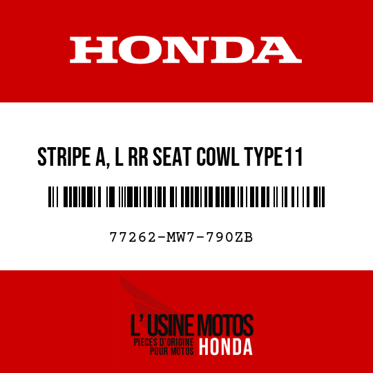image de 77262-MW7-790ZB STRIPE A, L RR SEAT COWL TYPE11  (TYPE11 )