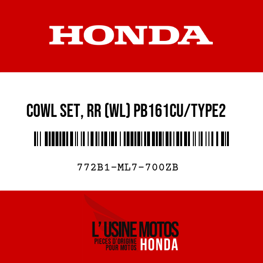 image de 772B1-ML7-700ZB COWL SET, RR (WL) PB161CU/TYPE2  (PB161CU/TYPE2 CANDY WAVE BLUE-U/TYPE2)