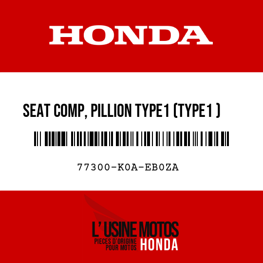 image de 77300-K0A-EB0ZA SEAT COMP, PILLION TYPE1 (TYPE1 )