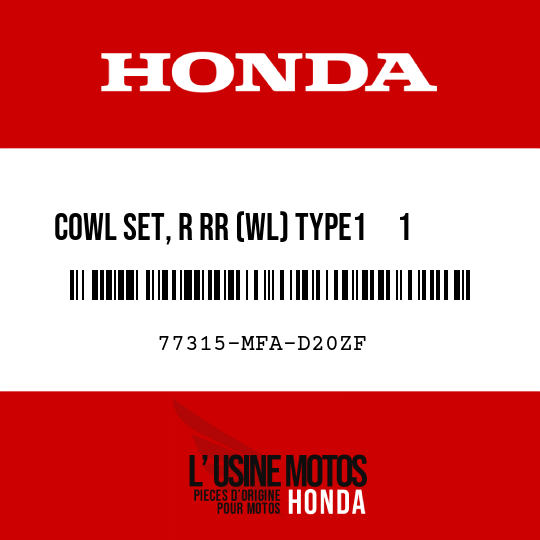 image de 77315-MFA-D20ZF COWL SET, R RR (WL) TYPE1     1  (TYPE1     1 )