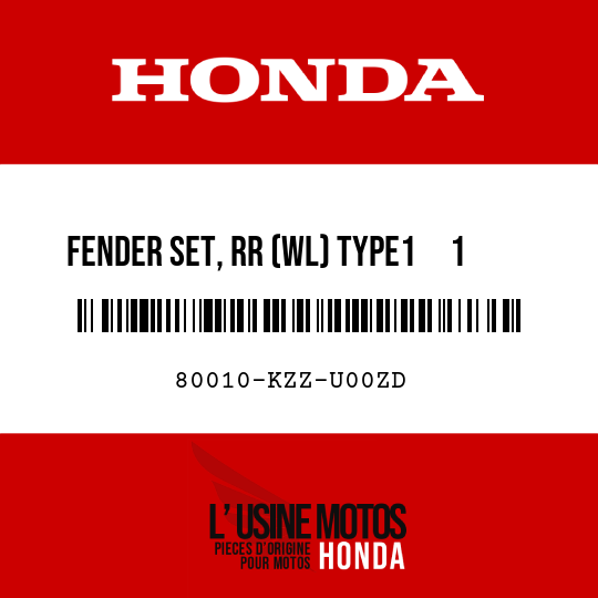 image de 80010-KZZ-U00ZD FENDER SET, RR (WL) TYPE1     1 (TYPE1     1 )