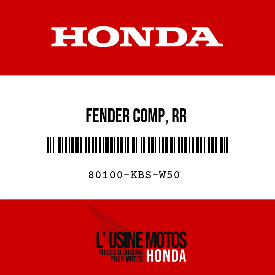 image de 80100-KBS-W50 FENDER COMP, RR