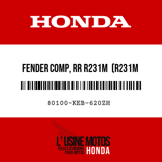 image de 80100-KEB-620ZH FENDER COMP, RR R231M  (R231M MYSTERY RED METALLIC)