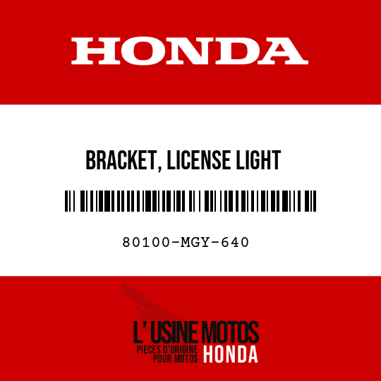 image de 80100-MGY-640 BRACKET, LICENSE LIGHT