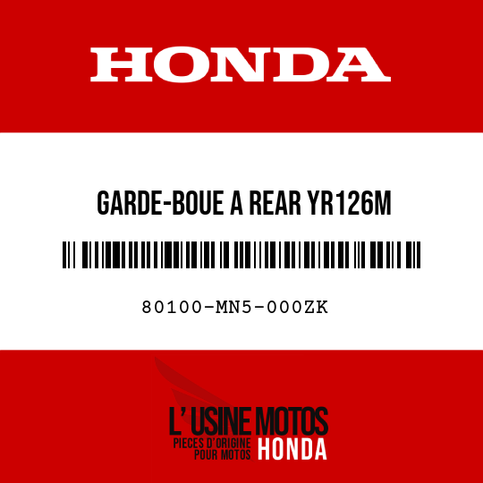 image de 80100-MN5-000ZK GARDE-BOUE A REAR YR126M