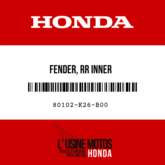 image de 80102-K26-B00 FENDER, RR INNER