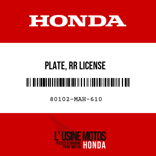image de 80102-MAH-610 PLATE, RR LICENSE