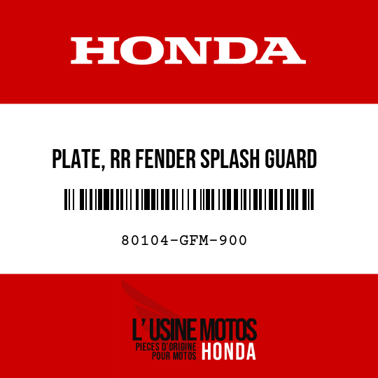 image de 80104-GFM-900 PLATE, RR FENDER SPLASH GUARD