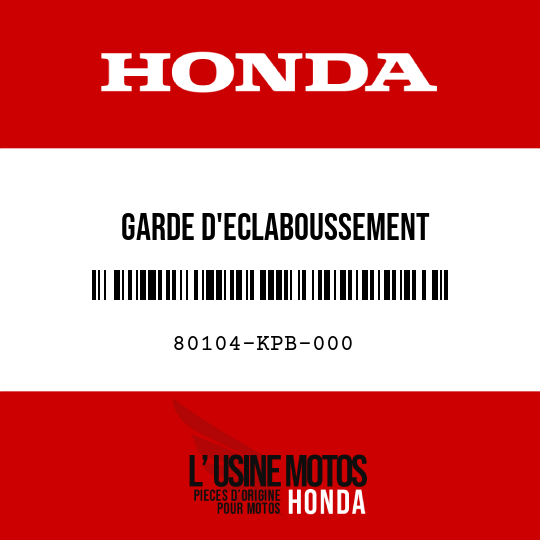 image de 80104-KPB-000 GARDE D'ECLABOUSSEMENT