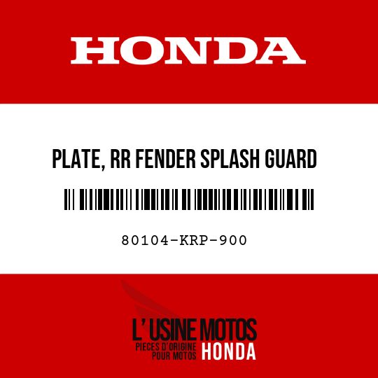 image de 80104-KRP-900 PLATE, RR FENDER SPLASH GUARD