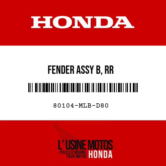 image de 80104-MLB-D80 FENDER ASSY B, RR
