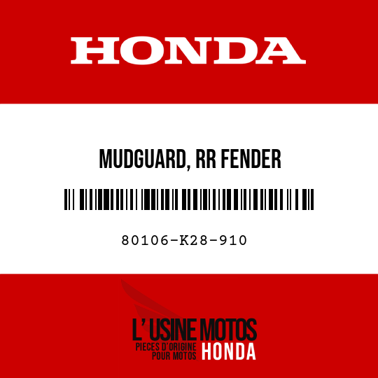 image de 80106-K28-910 MUDGUARD, RR FENDER