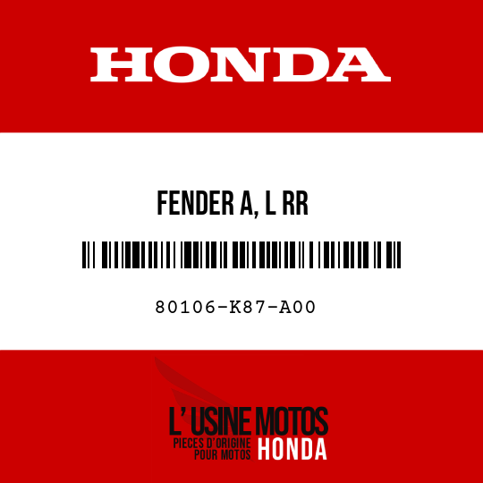 image de 80106-K87-A00 FENDER A, L RR