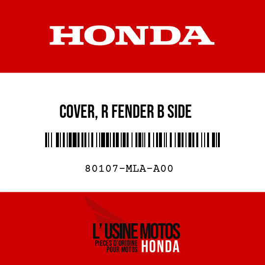 image de 80107-MLA-A00 COVER, R FENDER B SIDE