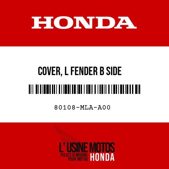 image de 80108-MLA-A00 COVER, L FENDER B SIDE