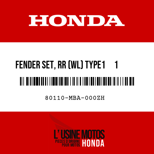 image de 80110-MBA-000ZH FENDER SET, RR (WL) TYPE1     1  (TYPE1     1 )