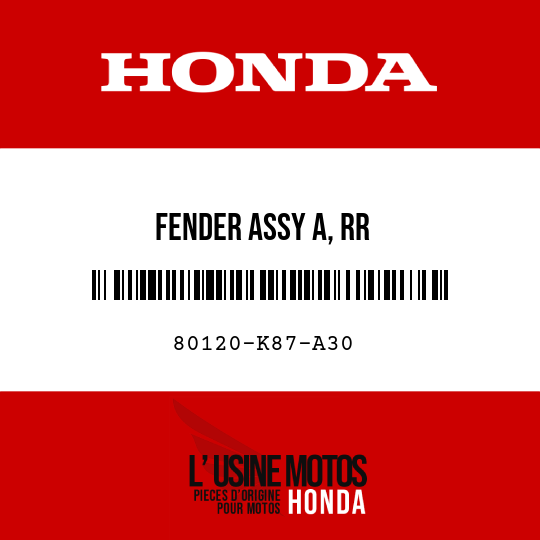 image de 80120-K87-A30 FENDER ASSY A, RR