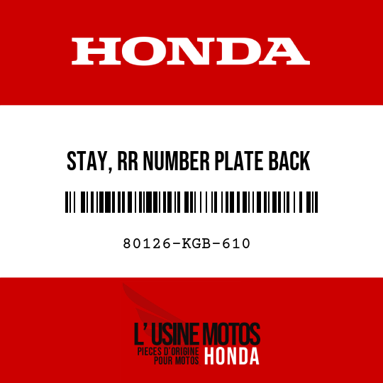 image de 80126-KGB-610 STAY, RR NUMBER PLATE BACK