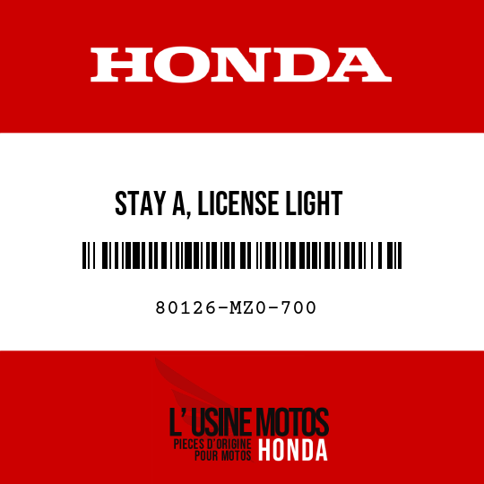 image de 80126-MZ0-700 STAY A, LICENSE LIGHT