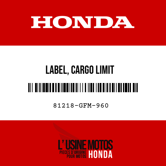 image de 81218-GFM-960 LABEL, CARGO LIMIT