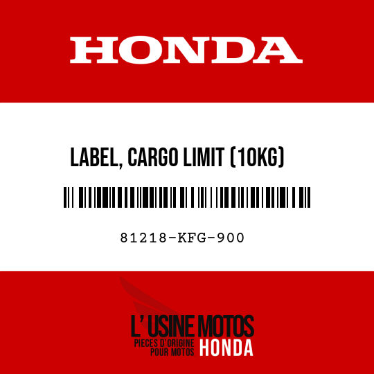 image de 81218-KFG-900 LABEL, CARGO LIMIT (10KG)