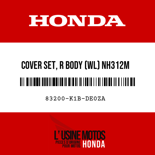 image de 83200-K1B-DE0ZA COVER SET, R BODY (WL) NH312M (NH312M MAT CYNOS GRAY METALLIC)