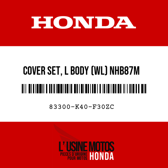 image de 83300-K40-F30ZC COVER SET, L BODY (WL) NHB87M (NHB87M LUCENT SILVER METALLIC)